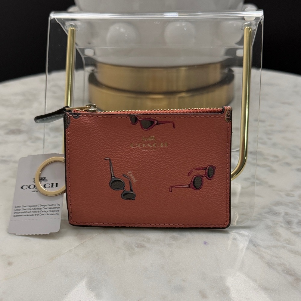 Coach Coral Cardholder with Sunglasses Motif